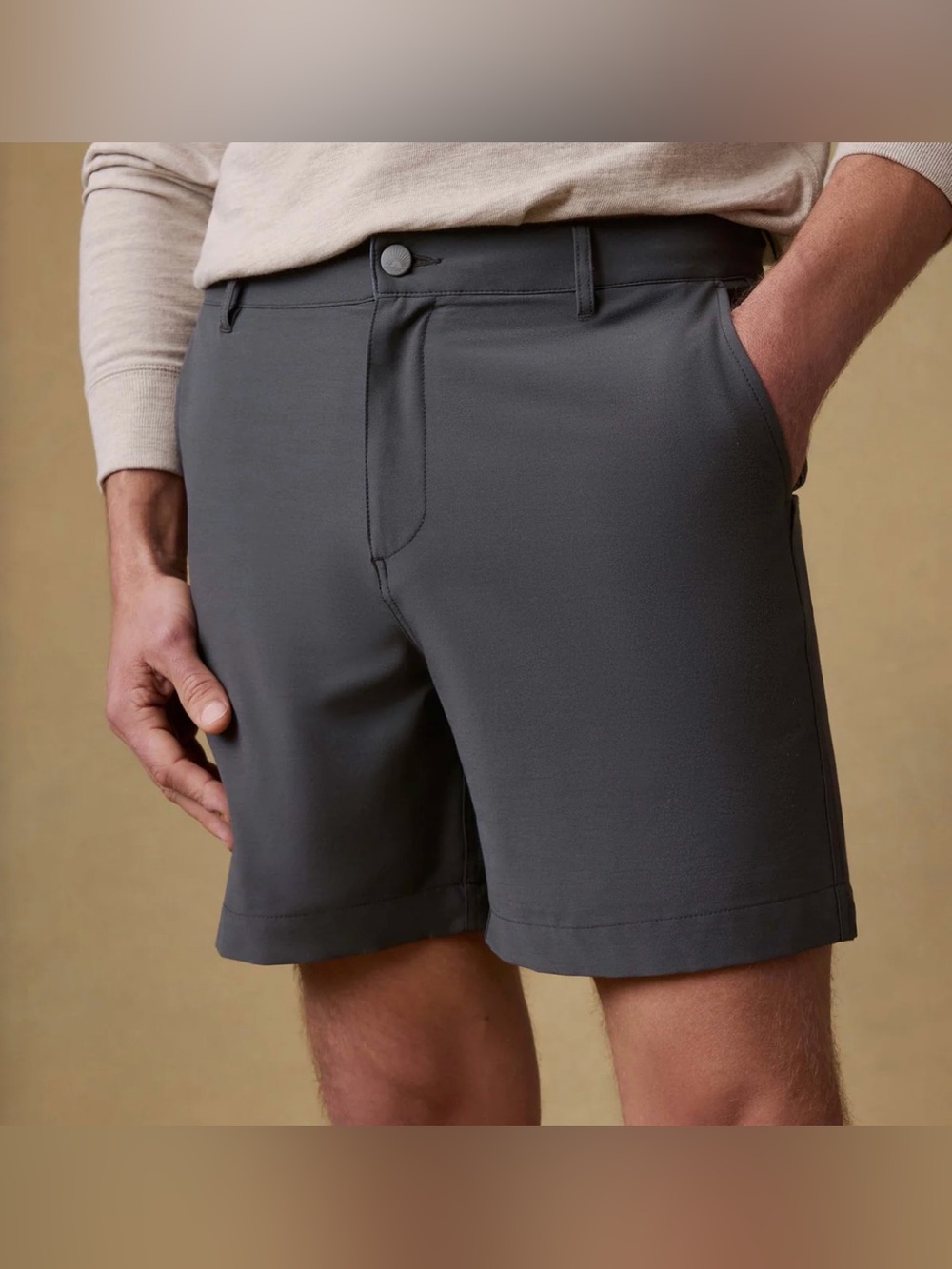 Faherty Brand All Day 2.0 Shorts Khaki Light Men's 32 w/ 7" Inseam Mountain Coal